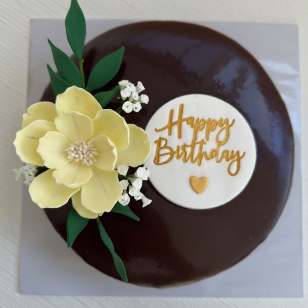 1kg Perfect Chocolate Cake (8" ) with posie of flowers & tag