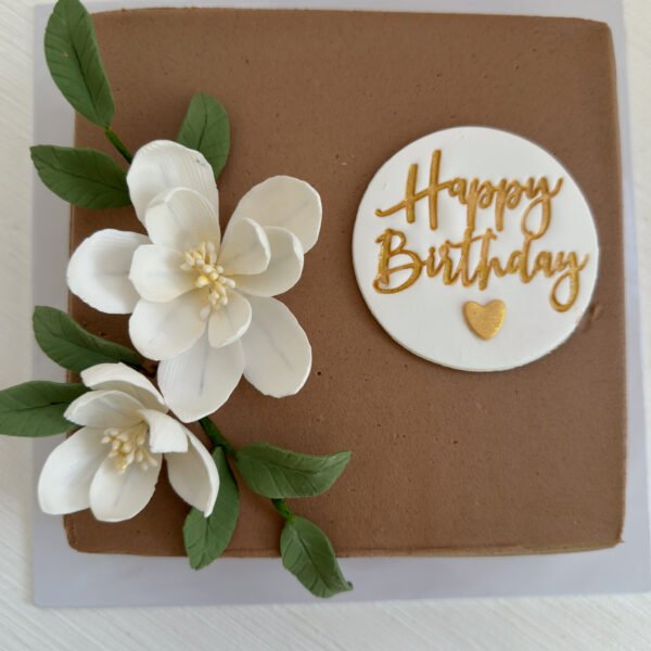 1kg Good Old Chocolate Cake - Square with posie of flowers & tag